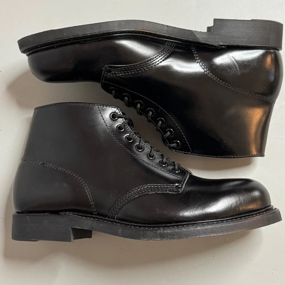 Lehigh Vintage Black Leather Steel Toe Safety Boots 8.5 E 31045R037 Work Shoes